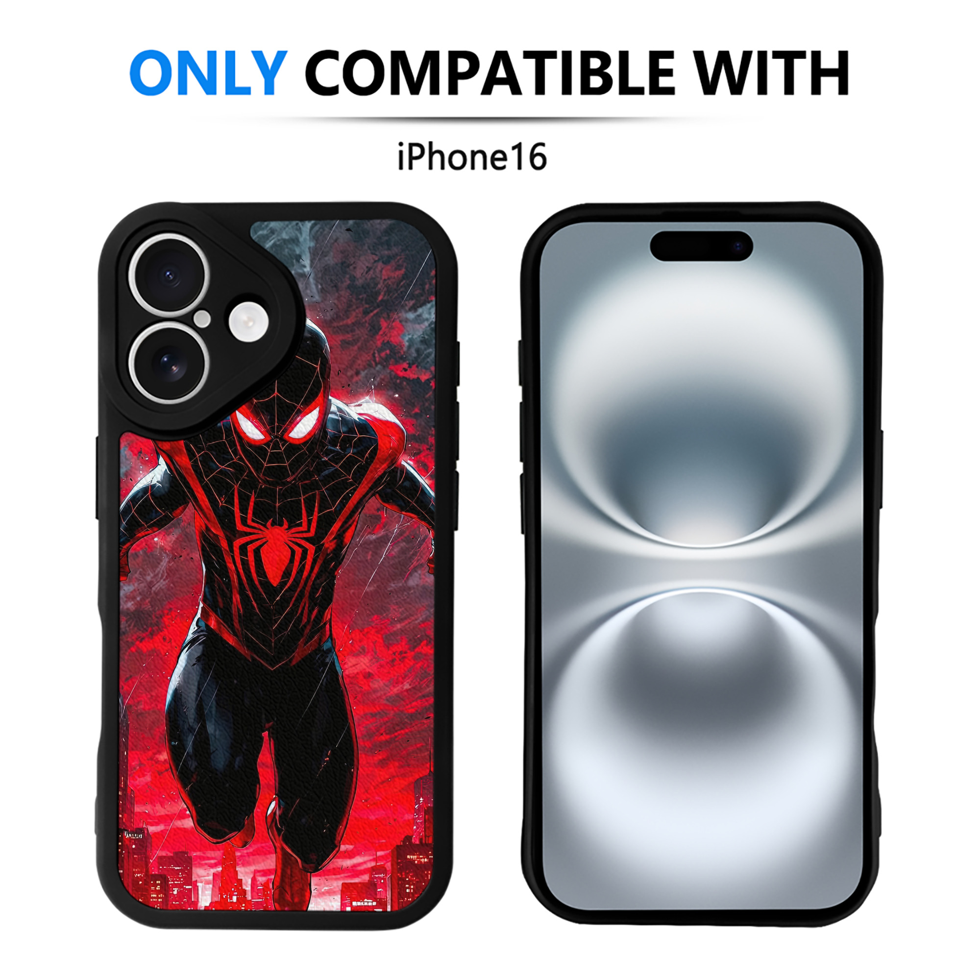 （画像用） Spider Man スパイダーマン 【iPhone 16シリーズ対応】シリコンスマホケース（レザー調） 材質：シリコン